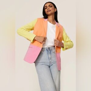 NWT Tanya Taylor Darwin Sunwashed Colorblock Single Button Blazer 0